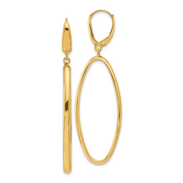Leslie's 14K Polished Oval Dangle Leverback Earrings
