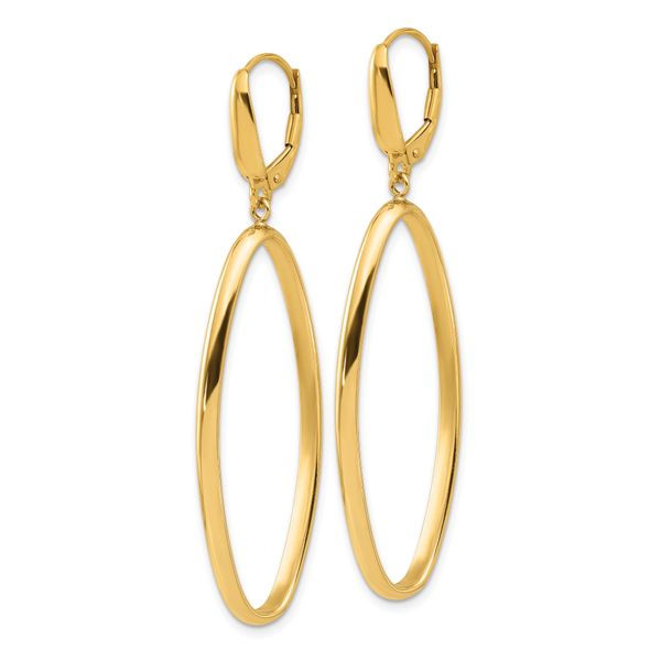 Leslie's 14K Polished Oval Dangle Leverback Earrings - Image 2