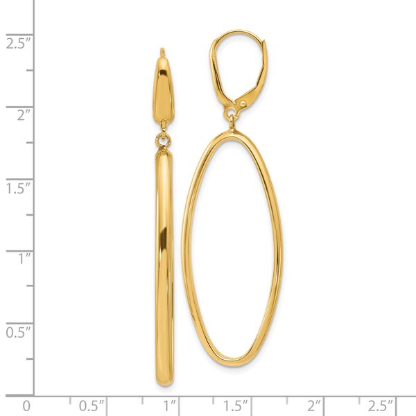 Leslie's 14K Polished Oval Dangle Leverback Earrings - Image 4