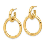 14K Polished Circle Dangle Hoop Post Earrings - Image 2
