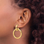 14K Polished Circle Dangle Hoop Post Earrings - Image 3