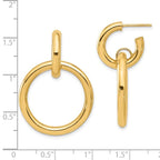 14K Polished Circle Dangle Hoop Post Earrings - Image 4