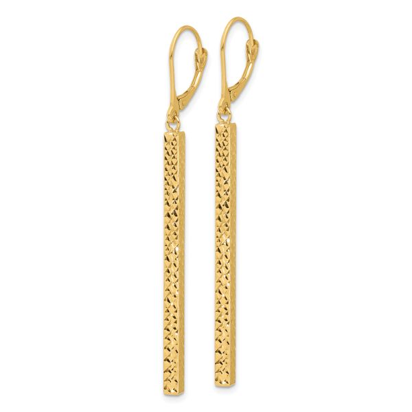 Leslie's 14K Polished and Diamond-cut Bar Dangle Leverback Earrings - Image 2