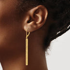 Leslie's 14K Polished and Diamond-cut Bar Dangle Leverback Earrings - Image 3
