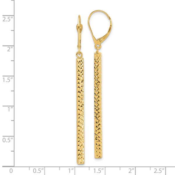 Leslie's 14K Polished and Diamond-cut Bar Dangle Leverback Earrings - Image 4