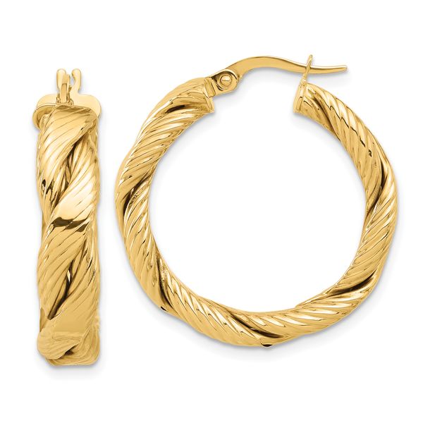 Leslie's 14K Polished and Textured Braided Hoop Earrings