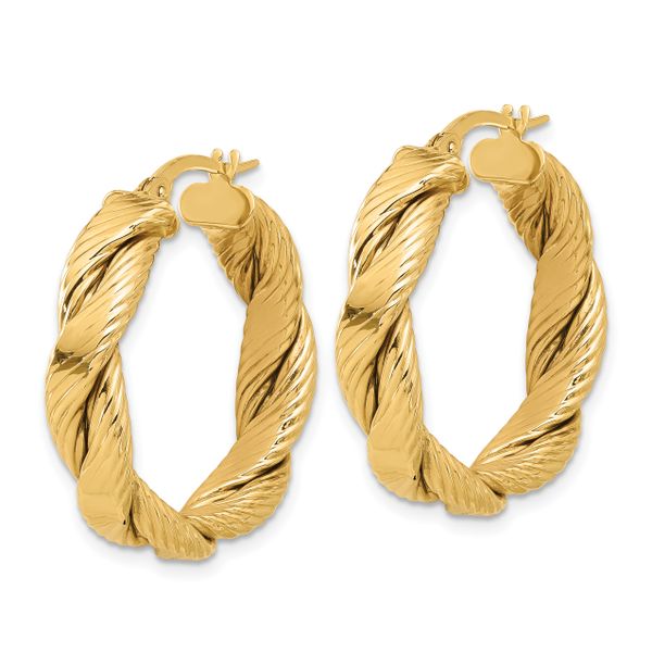 Leslie's 14K Polished and Textured Braided Hoop Earrings - Image 2