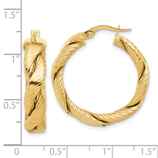 Leslie's 14K Polished and Textured Braided Hoop Earrings - Image 4