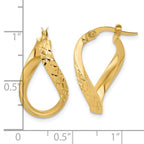 14K Polished and Diamond-cut Twist Hoop Earrings - Image 4