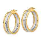 Leslie's 14K with Rhodium Polished and Diamond-cut Hoop Earrings - Image 2