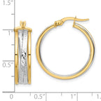 Leslie's 14K with Rhodium Polished and Diamond-cut Hoop Earrings - Image 4