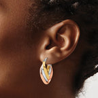 Leslie's 14K w/ White Rhod & Rose Gold-plating Polished Twist Hoop Earrings - Image 3