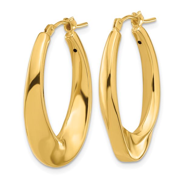 Leslie's 14K Polished Hollow Oval Twist Hoop Earrings - Image 2