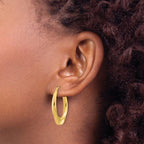 Leslie's 14K Polished Hollow Oval Twist Hoop Earrings - Image 4