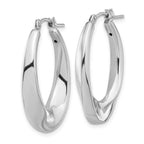Leslie's 14K White Gold Polished Hollow Oval Twist Hoop Earrings - Image 2