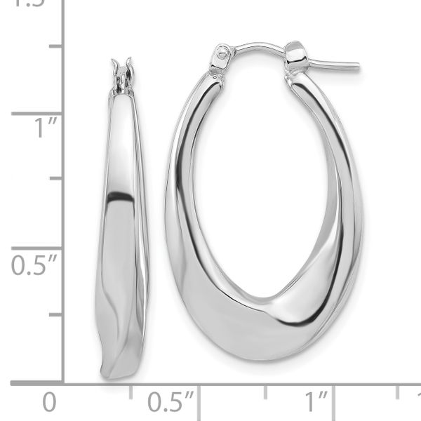 Leslie's 14K White Gold Polished Hollow Oval Twist Hoop Earrings - Image 4