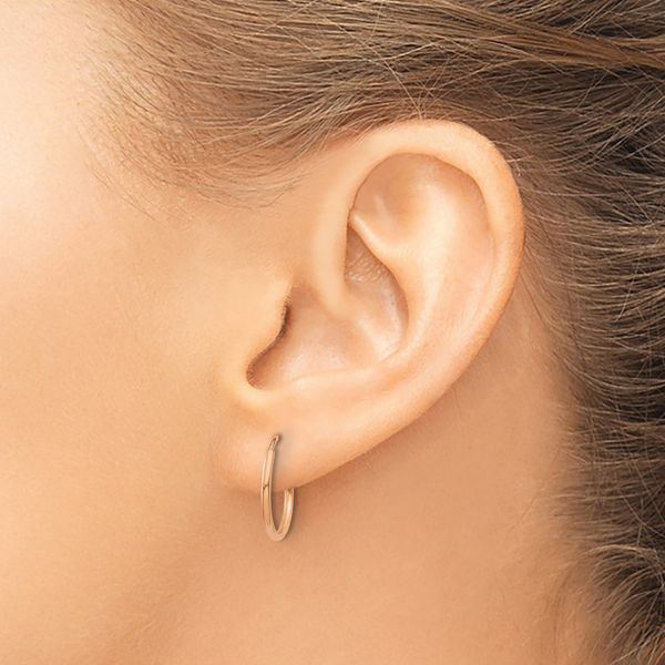 Leslie's 14k Rose Gold 1.2mm Polished Endless Hoop Earrings - Image 3