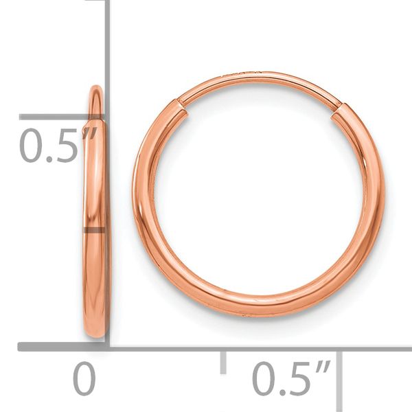 Leslie's 14k Rose Gold 1.2mm Polished Endless Hoop Earrings - Image 4