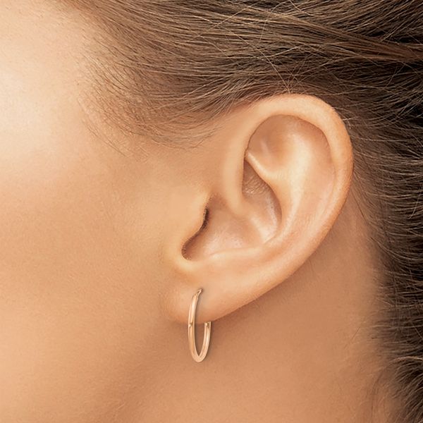 Leslie's 14k Rose Gold 1.2mm Polished Endless Hoop Earrings - Image 3