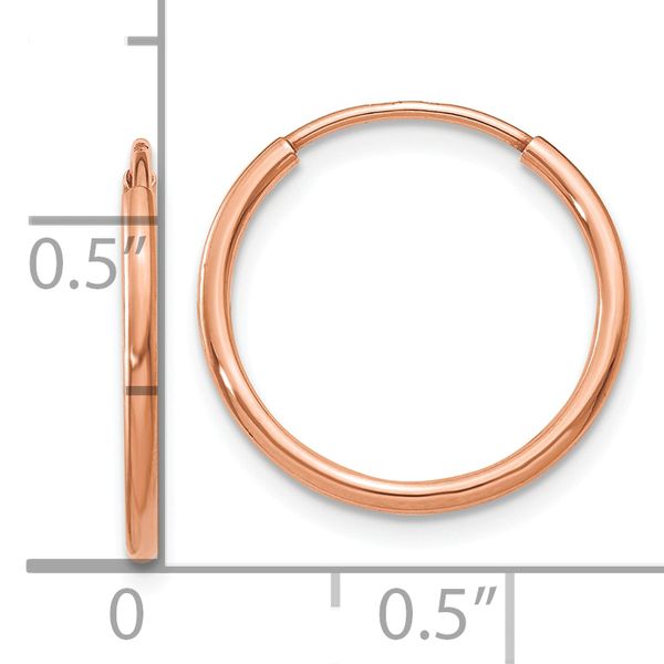 Leslie's 14k Rose Gold 1.2mm Polished Endless Hoop Earrings - Image 4