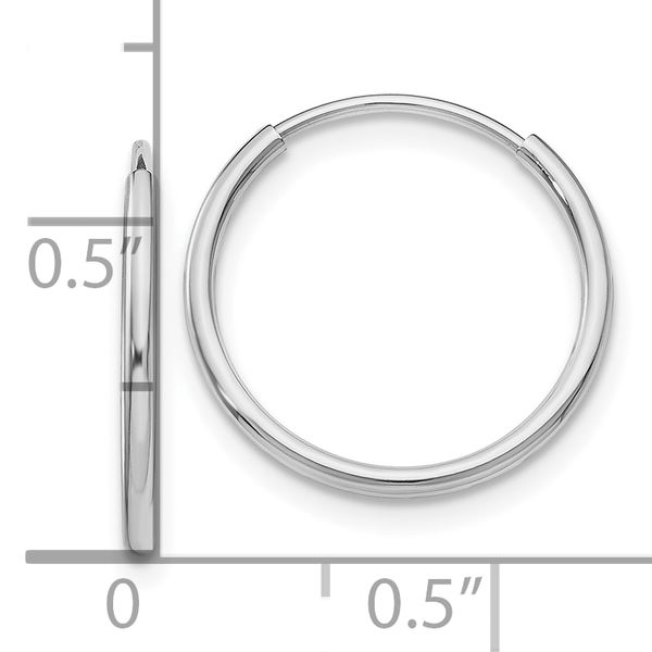Leslie's 14k White Gold Polished Endless Tube Hoop Earrings - Image 4