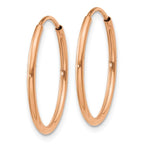14k Rose Gold 1.2mm Polished Endless Hoop Earrings - Image 2