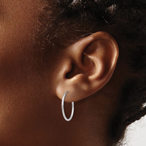 Leslie's 14k White Gold Polished Endless Tube Hoop Earrings - Image 3