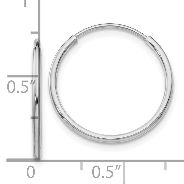 Leslie's 14k White Gold Polished Endless Tube Hoop Earrings - Image 4