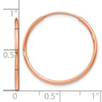 Leslie's 14k Rose Gold 1.2mm Polished Endless Hoop Earrings - Image 4