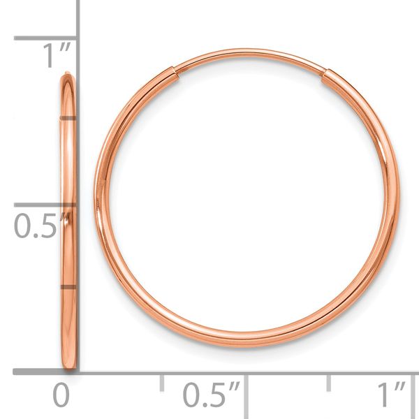 Leslie's 14k Rose Gold 1.2mm Polished Endless Hoop Earrings - Image 4