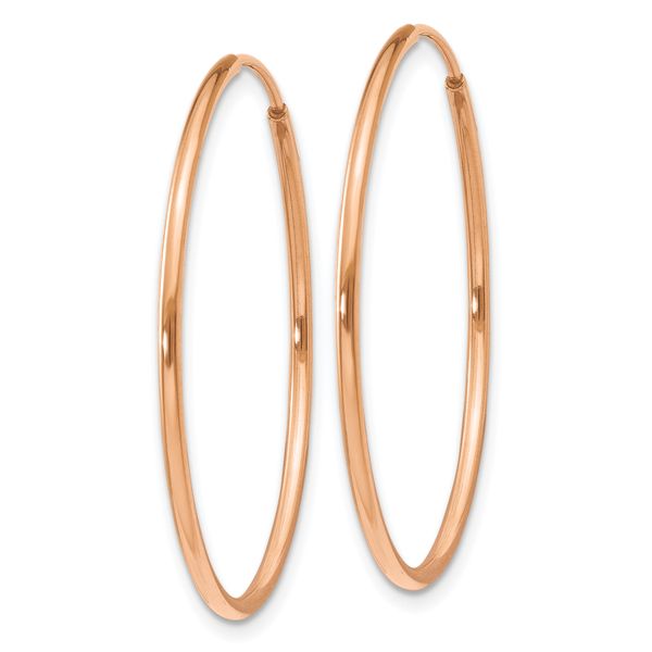 14k Rose Gold 1.2mm Polished Endless Hoop Earrings - Image 2