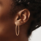 14k Rose Gold 1.2mm Polished Endless Hoop Earrings - Image 3