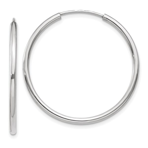 Leslie's 14k White Gold 1.20mm Polished Endless Tube Hoop Earrings