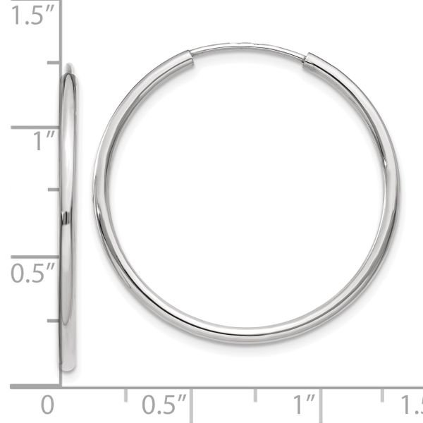 Leslie's 14k White Gold 1.20mm Polished Endless Tube Hoop Earrings - Image 4