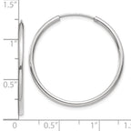 Leslie's 14k White Gold 1.20mm Polished Endless Tube Hoop Earrings - Image 4