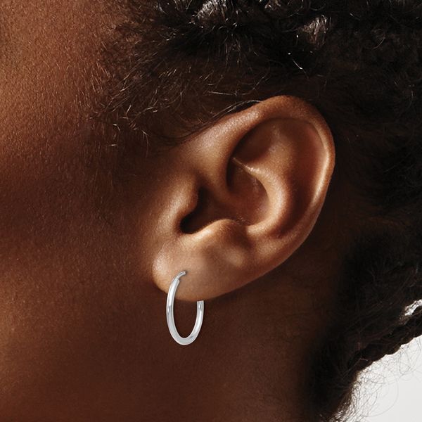 Leslie's 14k White Gold 1.5mm Polished Endless Hoop Earrings - Image 3
