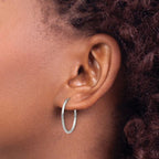 Leslie's 14k White Gold 1.5mm Polished Endless Hoop Earrings - Image 3