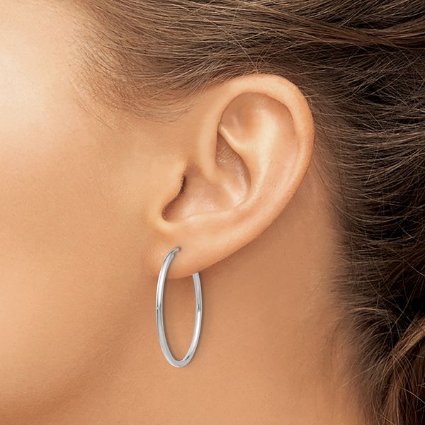 Leslie's 14k White Gold 1.5mm Polished Endless Hoop Earrings - Image 3