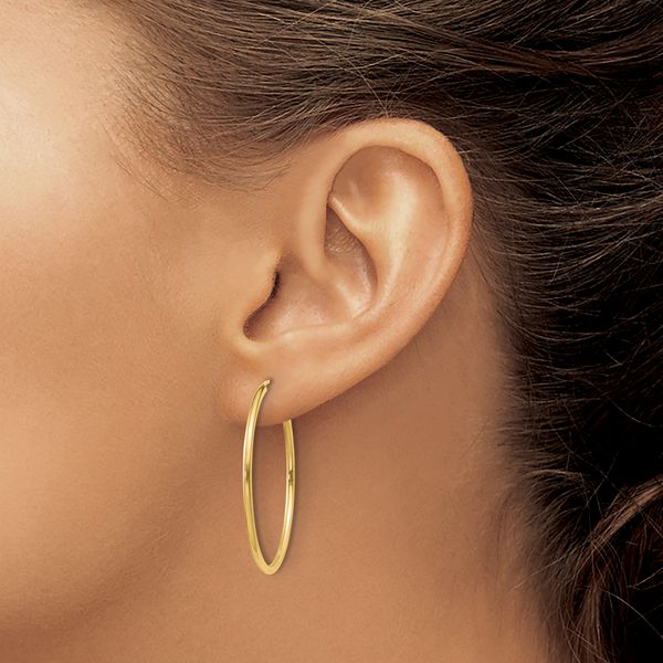 Leslie's 14k 1.5mm Polished Round Endless Hoop Earrings - Image 3