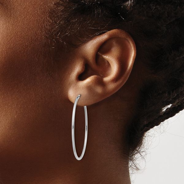 Leslie's 14k White Gold 1.5mm Polished Endless Hoop Earrings - Image 3