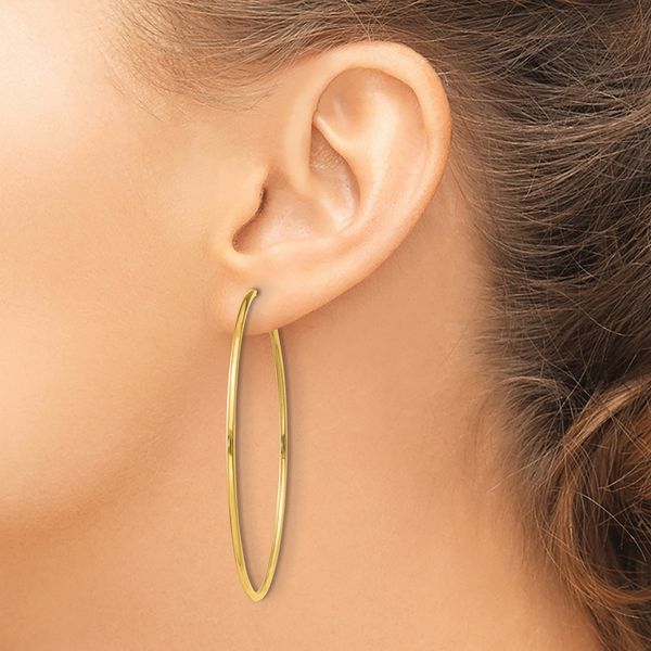 Leslie's 14k 1.5mm Polished Round Endless Hoop Earrings - Image 3