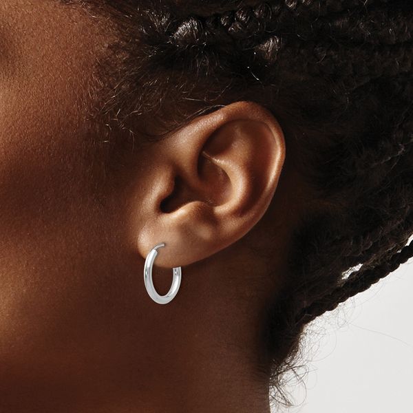 Leslie's 14k White Gold Polished Endless 2mm Hoop Earrings - Image 3