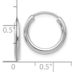 Leslie's 14k White Gold Polished Endless 2mm Hoop Earrings - Image 4