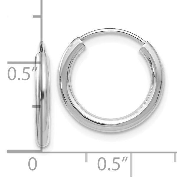 Leslie's 14k White Gold Polished Endless 2mm Hoop Earrings - Image 4