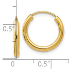 Leslie's 14k Polished Round Endless 2mm Hoop Earrings - Image 4
