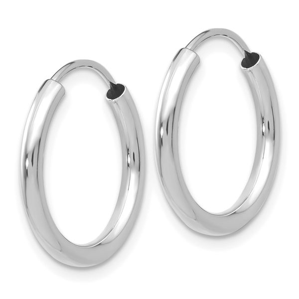 Leslie's 14k White Gold Polished Endless 2mm Hoop Earrings - Image 2