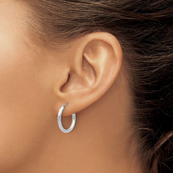 Leslie's 14k White Gold Polished Endless 2mm Hoop Earrings - Image 3