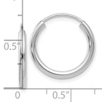 Leslie's 14k White Gold Polished Endless 2mm Hoop Earrings - Image 4