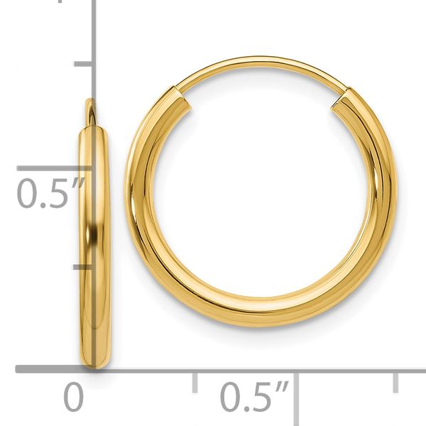 Leslie's 14k Polished Round Endless 2mm Hoop Earrings - Image 4