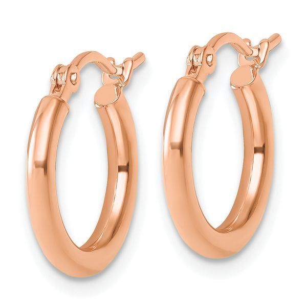 Leslie's 14k Rose Gold Polished 2x15mm Polished Hoop Earrings - Image 2